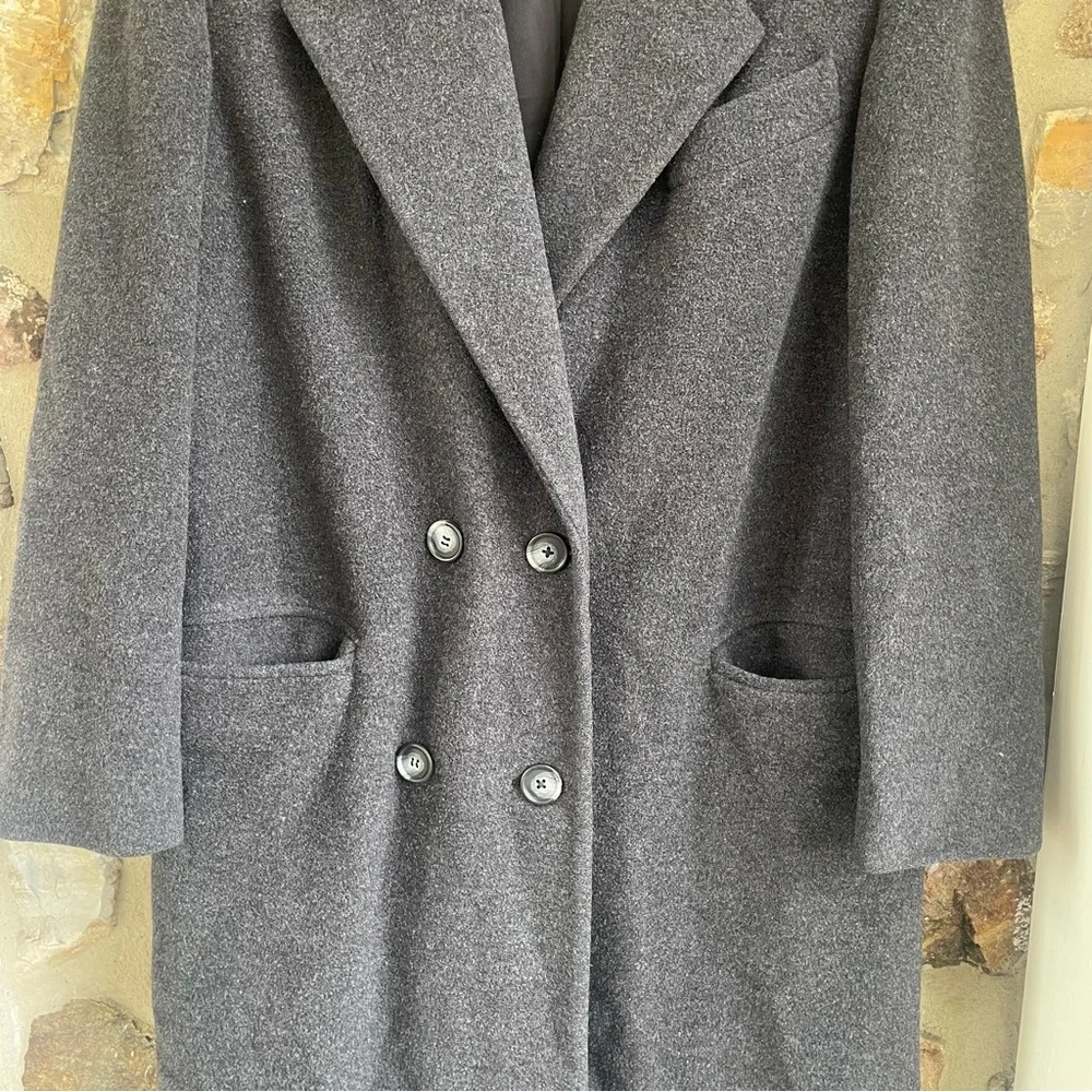 Vintage Union Made Regency Cashmere Baltmans NY Double-Breasted Dark Gray Coat 4